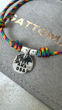G.90513 - Bracciale Argento 925 cordino Arcobaleno oppure colore singolo - incisione personalizzabile