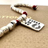 G.S2403 - LAUREA 🎓 Bracciale Argento 925 barilotti martellati e targhettA personalizzabile