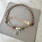 G.90513 - Bracciale Argento 925 cordino Arcobaleno oppure colore singolo - incisione personalizzabile