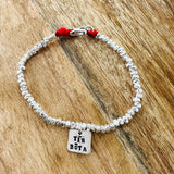 G.S2405 - TIN BOTA 💪 Bracciale Argento 925 granelli e medaglietta personalizzabile