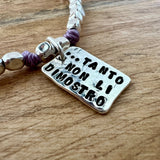 G.S2407 - COMPLEANNO 🎂 Bracciale Argento 925 cubotti piccoli e medaglietta personalizzabile