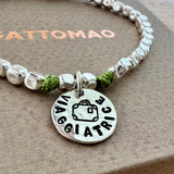G.S2409 - VIAGGIATRICE 🧳 Bracciale Argento 925 cubotti piccoli e medaglietta personalizzabile