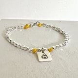 G.C2410 - Bracciale Argento 925 cubotti piccoli e medaglietta “CAPPELLETTO” (O Tortellino 😁)