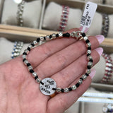 G.2219 Bracciale argento 925 cubotti e targhetta martellata rotonda - Personalizzabile