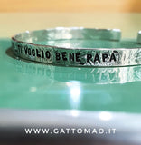 G.8103 - Bracciale rigido Argento 925 con incisione. Versione piatta martellata
