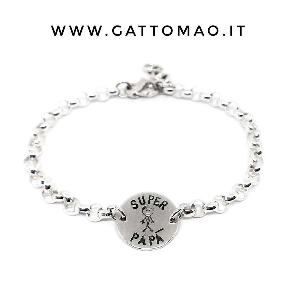 Bracciale in Metallo con medaglia simbolo gatto impreziosito da smalti –  Bysimon Group S.r.l.