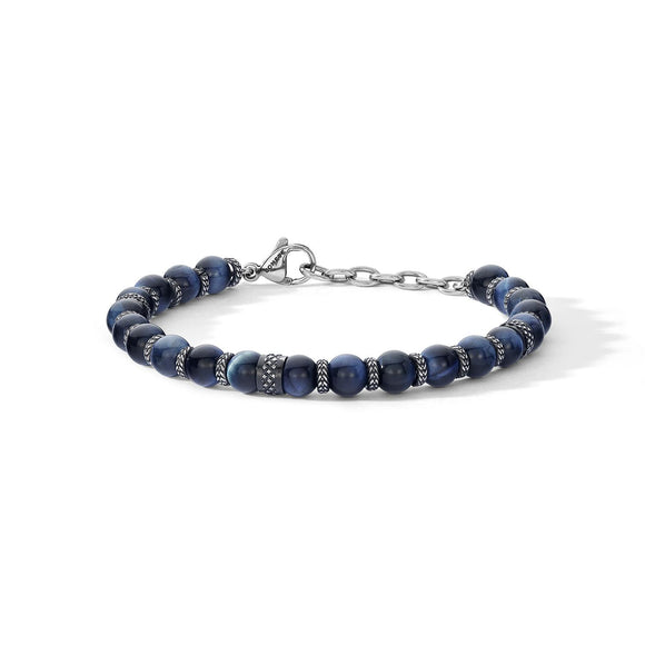 COMETE UOMO - Bracciale in acciaio con Pvd gun metal e lapislazzuli blu