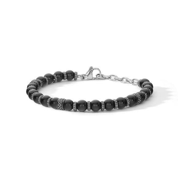 COMETE UOMO - Bracciale in acciaio con Pvd gun metal e onice nero