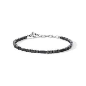 COMETE UOMO - Bracciale acciaio con ematite nera