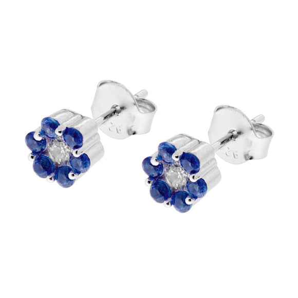 16354 - Orecchini Argento 925 mini fiori blu