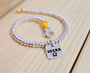 G.L2033 Bracciale Argento 925 rondelline bombate e medaglietta incisa