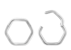 P.0014 - Piercing Acciaio chirurgico - Clicker esagonale- 10 millimetri