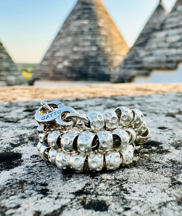 G.N2402 - Bracciale Granelli bombati Argento 925 - catenina interna