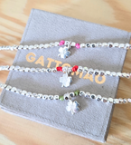 G.Q132 - Bracciale Argento 925 doppio nodino e quadrifoglio - scegli tra 240 colori