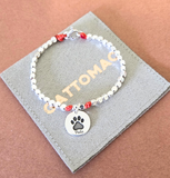 G.Z132 - Bracciale Argento 925 doppio nodino e medaglietta zampa (gatto o cane) con nome inciso