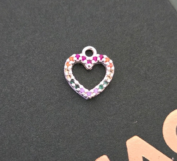 G.C0943 Ciondolo Argento 925 zirconi arcobaleno CUORE