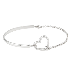 G.M2391 Bracciale cuore apribile centrale (puoi inserire ciondoli e medagliette in autonomia) - Argento 925