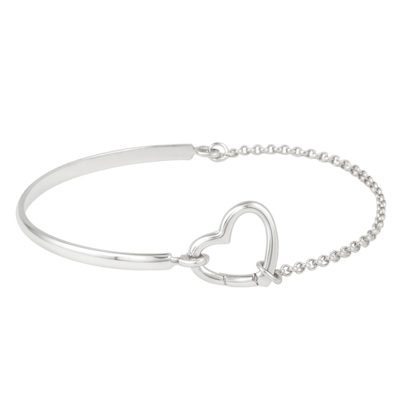 G.M2391 Bracciale cuore apribile centrale (puoi inserire ciondoli e medagliette in autonomia) - Argento 925