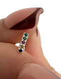 G.2215M Monorecchino Argento 925 barretta mini zirconi multicolore