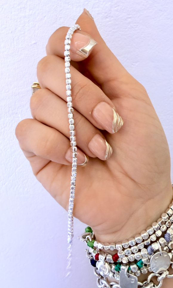 G.41101 - Bracciale “CUBETTINO” Argento 925 - catenina interna - misura regolabile