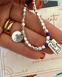 G.S2407 - COMPLEANNO 🎂 Bracciale Argento 925 cubotti piccoli e medaglietta personalizzabile