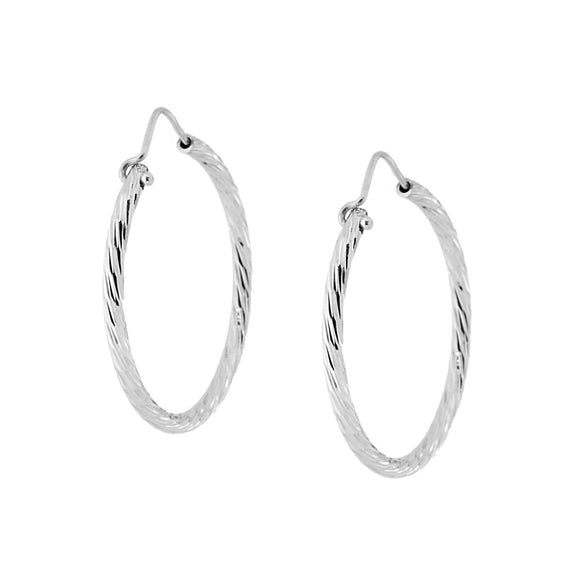 22509 - Orecchini Argento 925 - cerchi diamantati 30mm
