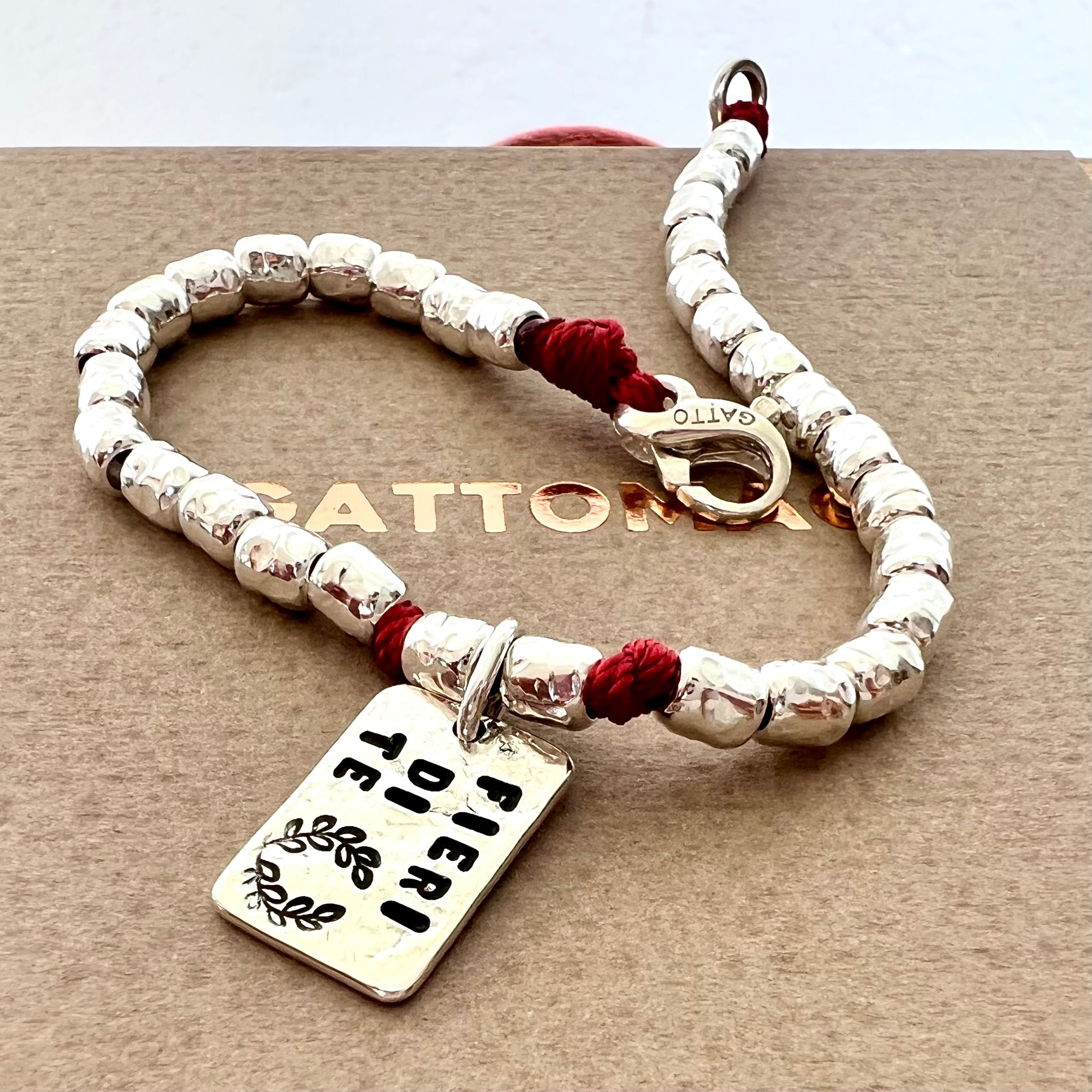 Bracciale rigido in argento sterling inciso, regalo di laurea, 1/4 di larghezza - Italia