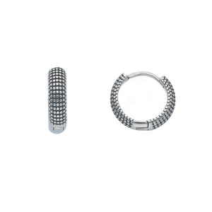 Orecchini cerchietti puntinati bruniti unisex - Argento 925