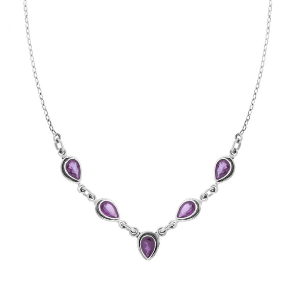 Miyuan Collana Donna In Argento 925 Con Ametista Naturale – Ciondolo Semplice – Catena 45 Cm, Regalo