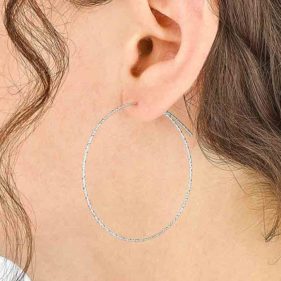G.R0944 Coppia orecchini Argento 925 diamantati - cerchio leggero 45mm