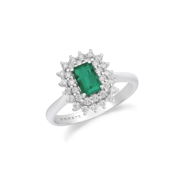 COMETE GIOIELLI Anello in oro bianco Smeraldo e diamanti naturali cod. ANB2694