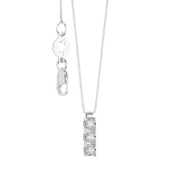 Girocollo COMETE Oro bianco 18 ct. e Diamanti naturali - modello Trilogy