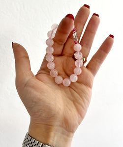 G.R1448 - Bracciale Quarzo Rosa naturale e Argento 925