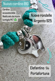 G.080512 - Bracciale Argento 925 cordino Big ecosostenibile - scegli colore e ciondolo