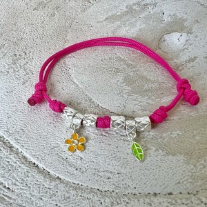 D0092 - DODO MARIANI - Bracciale cordino - FIORELLINO - Argento 925 misura bimbi