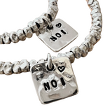 G.15021 Bracciale Argento 925 granelli piccoli e quadratino "NOI" (singolo)