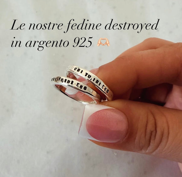 G.2310M - Fedina martellata DESTROYED Argento 925 - CARATTERE MICRO