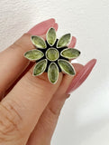 G.15908 - FIORE PERIDOTO - Anello argento 925 PEZZO UNICO