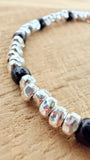 G.245264 Bracciale Argento 925 granelli e rondelle nere