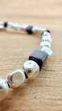 G.245263 Bracciale Argento 925 e cubetti neri