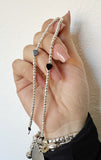 G.EM253 - Bracciale Argento 925 - cuore singolo ematite palline martellate