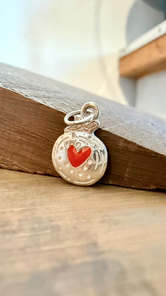 G.101109 - Ciondolo Argento 925 - PALLINA CUORE ROSSO