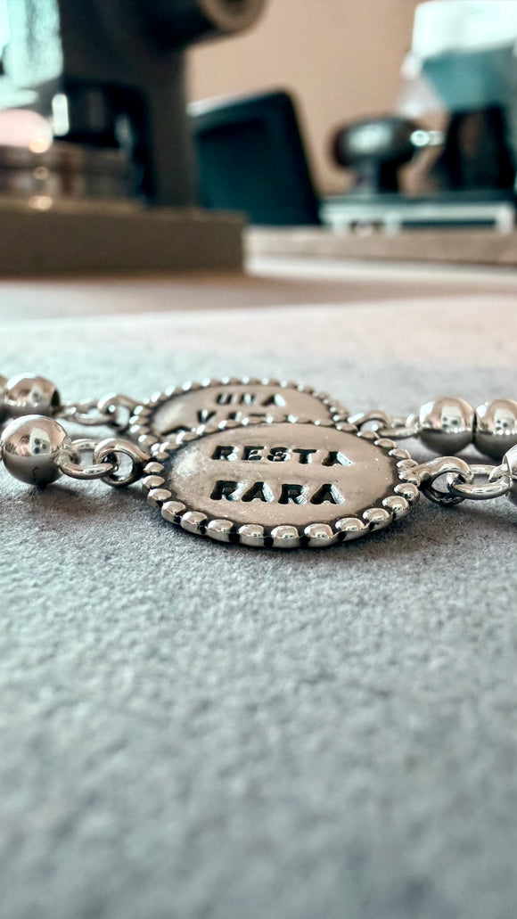 G.101105 - Bracciale argento 925 Medaglietta pallini - catenina interna