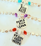 G.S2410 - Bracciale Argento 925 cubotti piccoli e medaglietta personalizzabile - IL NOSTRO BRACCIALE CON MEDAGLIETTA PIU’ VENDUTO 🤎🤎🤎