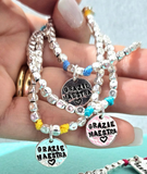 G.S2410 - Bracciale Argento 925 cubotti piccoli e medaglietta personalizzabile - IL NOSTRO BRACCIALE CON MEDAGLIETTA PIU’ VENDUTO 🤎🤎🤎