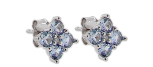 72287A - Orecchini argento 925 fiore zirconi azzurri