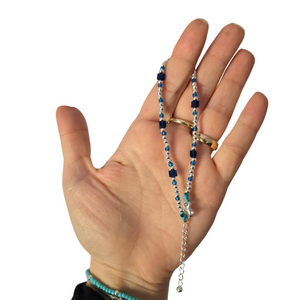 G.ES003 - Cavigliera Argento 925 cristalli cubici blu