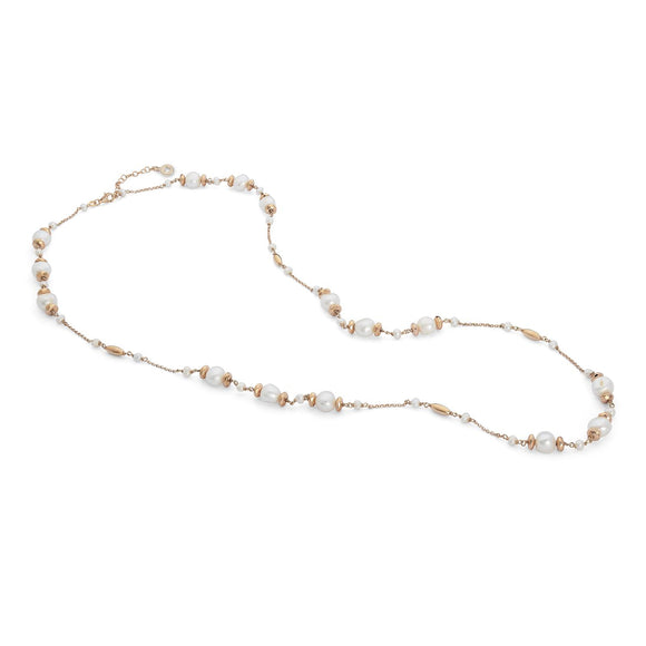 COMETE GIOIELLI - Collana lunga argento 925 rosè Perle Acquadolce - cod.GLA285