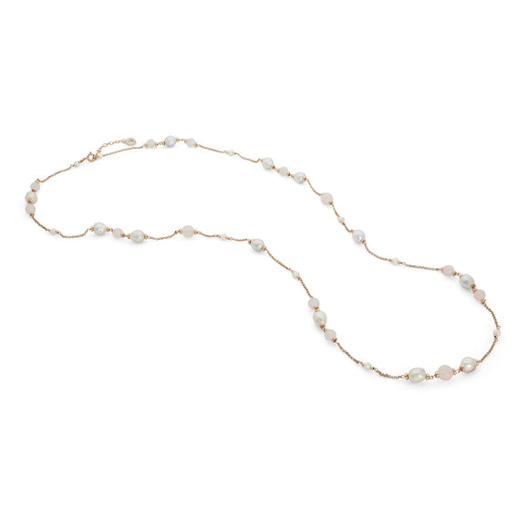 COMETE GIOIELLI - Collana lunga argento 925 rosè Perle Acquadolce - cod.GLA280