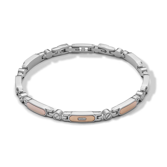 COMETE GIOIELLI - Bracciale uomo acciaio e diamanti cod.UBR1009